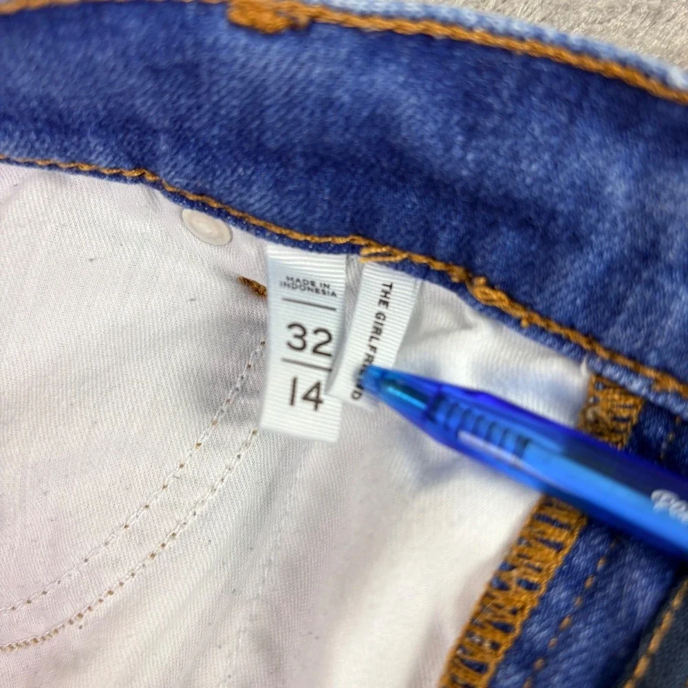 LOFT‎  Womens 14 36x29 The Girlfriend Straight Leg Blue Jeans Stretch Casual